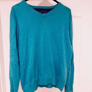 Tommy Hilfiger Teal V-Neck Sweater